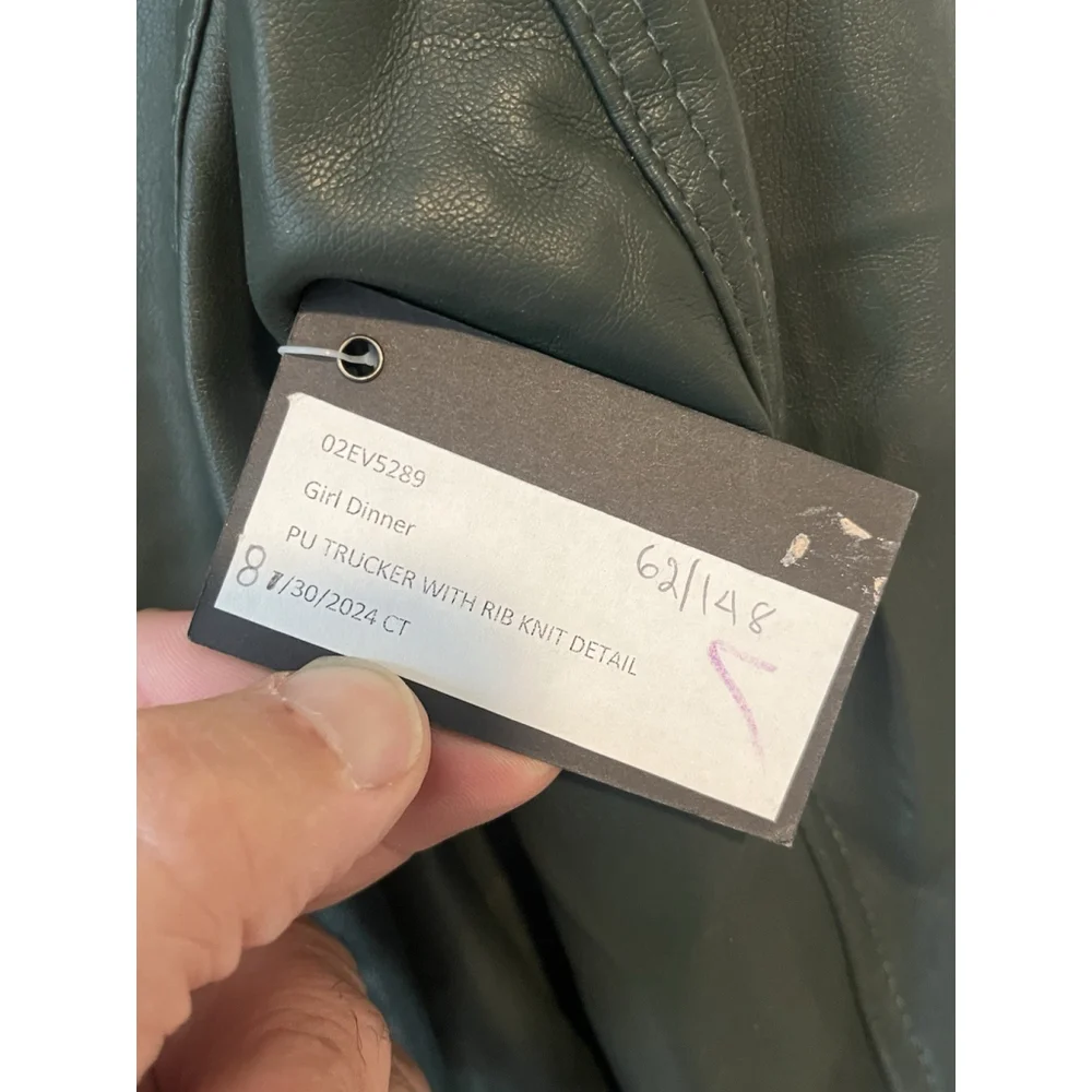 Blank NYC Faux Leather Jacket Green Small - Picture 10 of 11